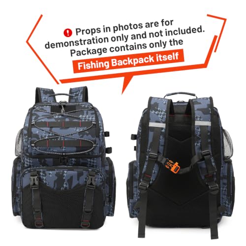 Mochila de Pesca RUCYEN 45L Grande con Porta Cañas y Cubierta Impermeable miniatura 6