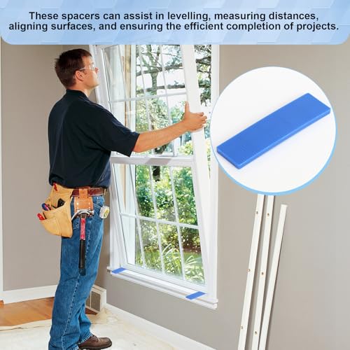 132 Stück Abstandshalter Kunststoff, 28 x 100 mm Unterlegplatten Kunststoff, Mix 1-6mm Verglasungsklötze, Distanzklötze, Glaserklötze