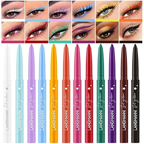 12 Colors Eyeliner Pencil Set Rainbow Colorful Matte Neon Eyeliner Pen Waterproof Long Lasting Smudge-proof Professional Eye Makeup Set Gift For Women Cover