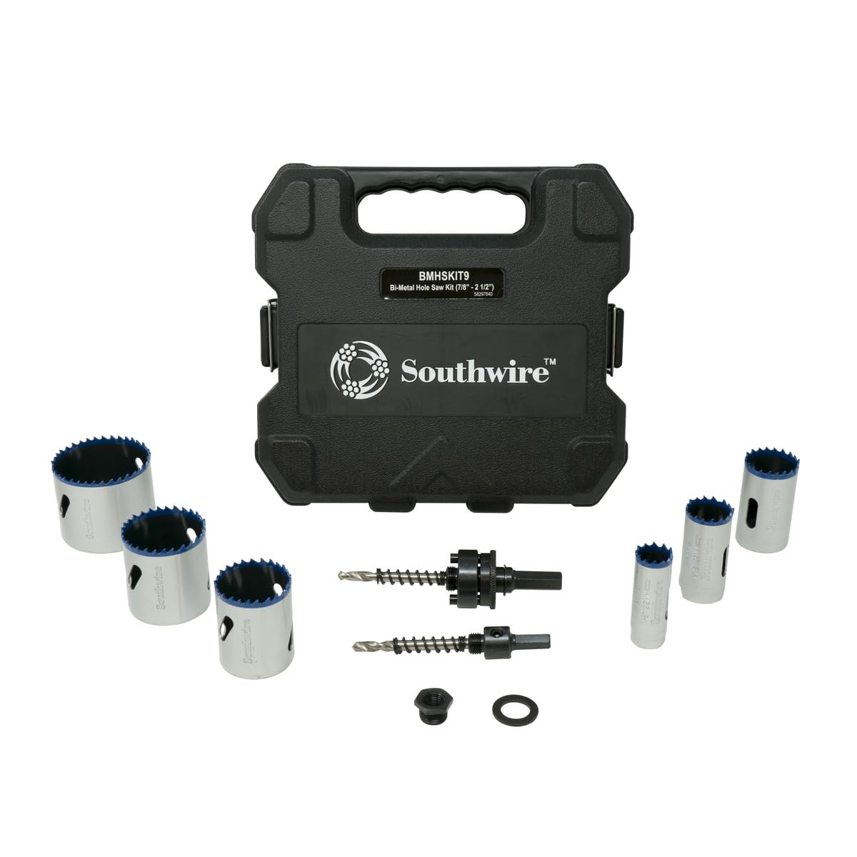 Southwire Bi-Metal Hole Saw Kit - Reliable Multi-Purpose Cutting - Quick Attach & Detach - Hardened Mandrel - Easy Slug Ejection - 9-Piece Kit