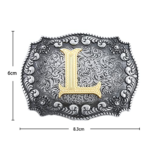 Image of HUABOLA CALYN Belt Buckle Men, Western Cowboy Rodeo Small Alphabet Letter ABCDMRJ to Z Initial Belt Buckles for Women