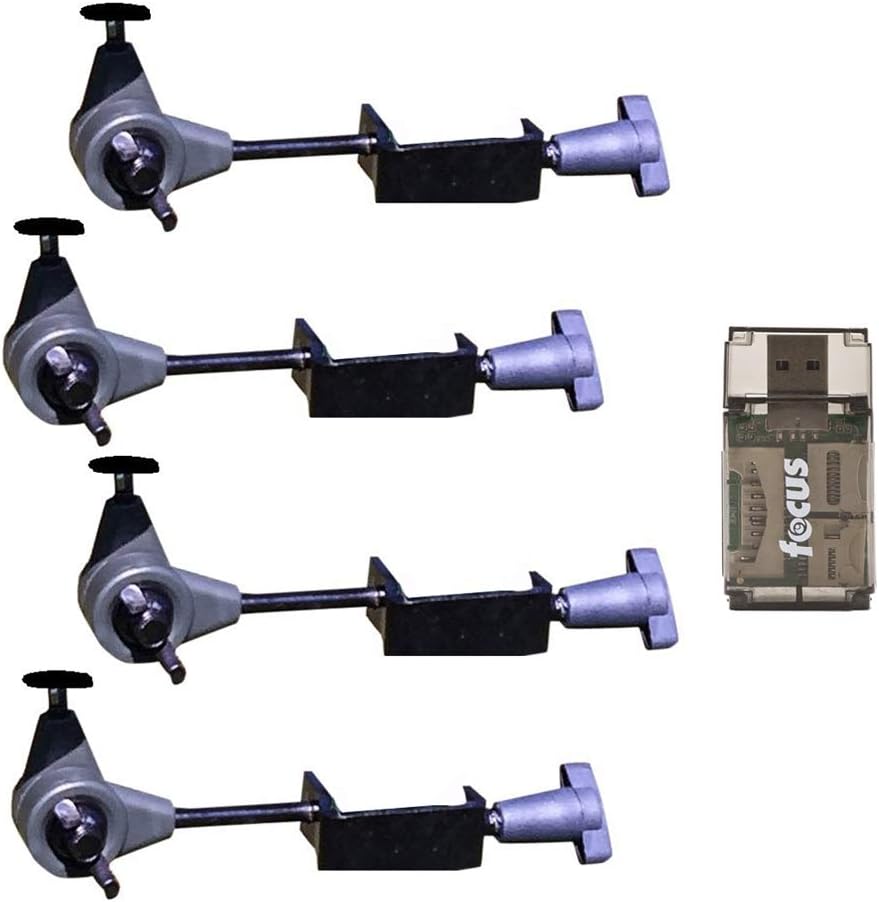 HME Products T-Post Trail Camera Holder (4-Pack) Bundle with Card Reader (5 Items) Hunting Made Easy (HME)