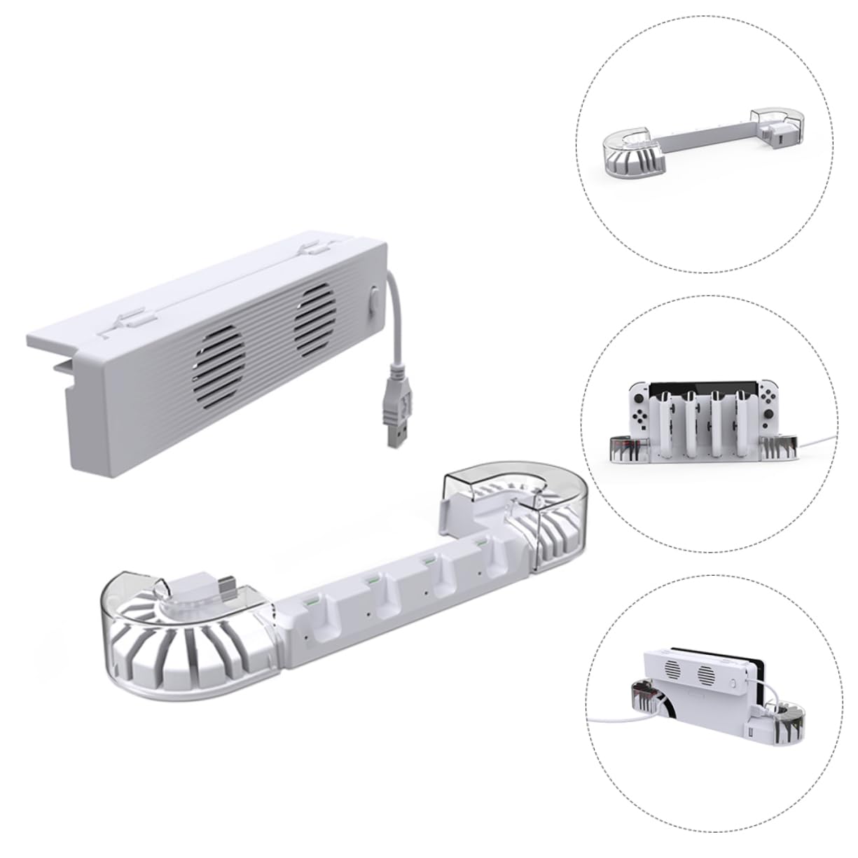 Homoyoyo Base de Carga Compatible Ventilador de Refrigeración para Controlador de Switch Incluye Cargador de Controlador Estación de Carga para Uso Casa