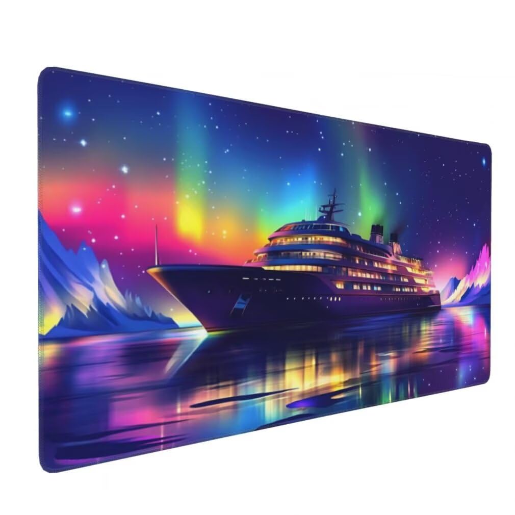 Tappetino Mouse XXL 1000x500mm Nave da Crociera Grande Mouse Pad, Tappetino Scrivania Grande Mousepad Gaming con Bordi Cuciti, Tappeto Scrivania con Base Antiscivolo (Cielo Stellato) -MP1588