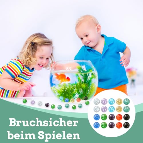 PDirat Murmeln Glas, 20 Stück Glasmurmeln Bunt Leuchten Im Dunkeln, 14mm Murmeln Groß für Kinder, DIY Heimdekoration, Indoor-Outdoor Murmelspiele