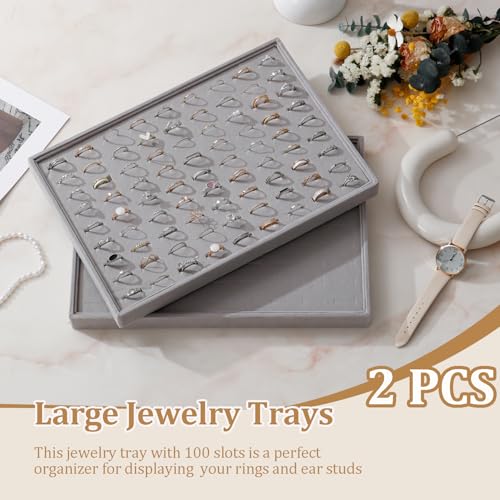 Image of Large Velvet Jewelry Tray Display Drawer Inserts 2 Pack