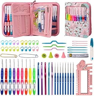 Aedcbaide Crochet Hooks Set with Organizer Bag, 60pcs Soft Handle Ergonomic Crochet Knitting Needles Kit 0.6mm to 10mm, DIY Hand Knitting Craft Art Tools for Crochet Starter Lovers