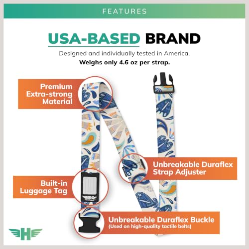 Image of Hero Luggage Straps for Suitcases (2-Pack) Heavy-Duty Adjustable Luggage Belt with Duraflex Buckle & Built-in Luggage Tag - Checked Bag & Carry-on Travel Essentials