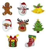 8 Pieces Christmas Decorative Embroidered Iron On Patches DIY Accessories, Bright Colors, Cute Iron