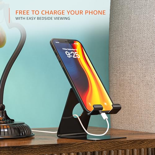 amazon basics Desktop Mobile Stand Phone Mount Tabletop Holder for Phones and Tablets - Black - Image 7