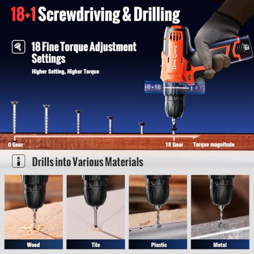 Image of DongCheng 12V Cordless Drill Machine with 2*2000mAh Battery + Fast Charger