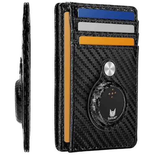 Suncat Minimalist Wallet for Men, Slim Wallet with Built-in Location Tracker, RFID Blocking Credit Card Holder Work with Apple Find My - Main Image