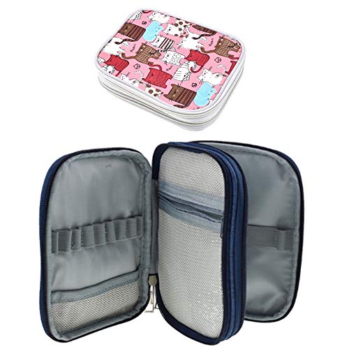 Katech Crochet Hook Case Empty Zipper Bags Portable Travel Crochet Storage Bag Organizer with Web Pocket and Crochet Holder Slots for Carrying Various Crochets Needles and Knitting Accessories (Pink)