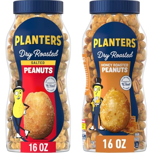 PLANTERS Salted Peanuts 16 Oz & Honey Roasted Peanuts 16 Oz Party Snacks Bundle (2 Ct) image 2
