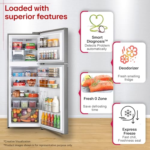 Image of LG 322 L, 2 Star, Convertible, Smart Inverter, Frost Free Double Door Refrigerator (GLT3226SNDS, Dazzle Steel, Express Freeze & Multi Air Flow)