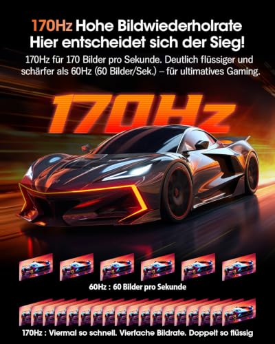 KOORUI 24 Zoll Gaming Monitor 170Hz, FHD Bildschirm Adaptive Sync HDMI 1.4 – Ansicht 3