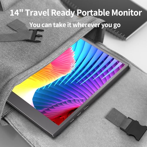 Image of 14 Inch Portable Monitor for Laptop, 1366x768 IPS Display, with Stand, USB Type C and Mini HDMI Port, Suitable for Laptops, PC, Mobile Phones, PS, Xbox, as an Laptop Monitor Extender