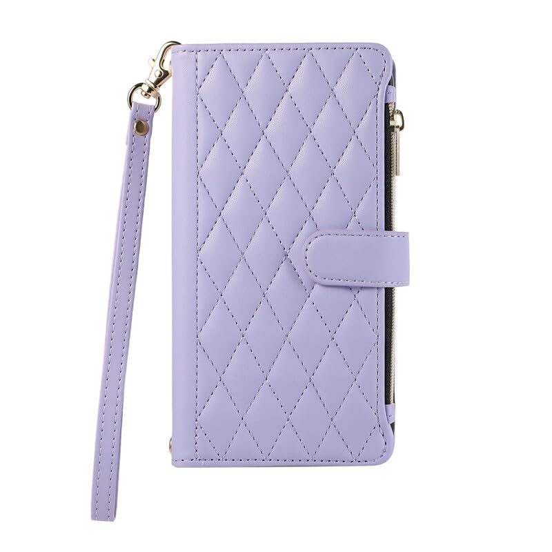 Étui portefeuille iPhone 16 Plus violet magnétique pour éviter les rayures d'écran dans le sac