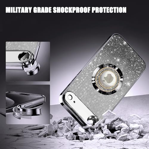 Image of Misscase for iPhone Air Magnetic Glitter Case Compatible with MagSafe,Full Protection Slim Shockproof Case with Camera Lens Protector Plating Bling Cover Case for iPhone 17 Air 6.5 inch Black