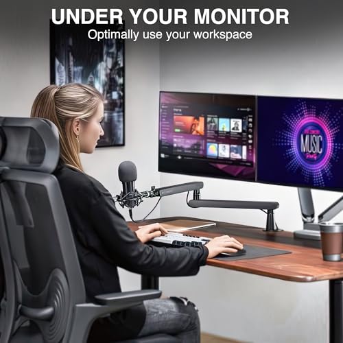 SA-30 LP Low Profile Microphone Boom Arm, 360° Rotatable Mic Stand, Low Profile Microphone arm for streaming with Cable Management, Professional Mic Arm, Mic Boom Arm Black - Image 7