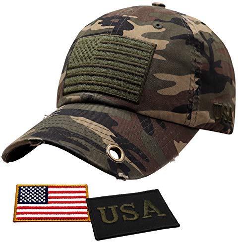 Image of Antourage American Flag Unisex Baseball Hat for Men and Women | USA Flag Mesh Snapback Flat Visor Cap + 2 Patriotic Patches