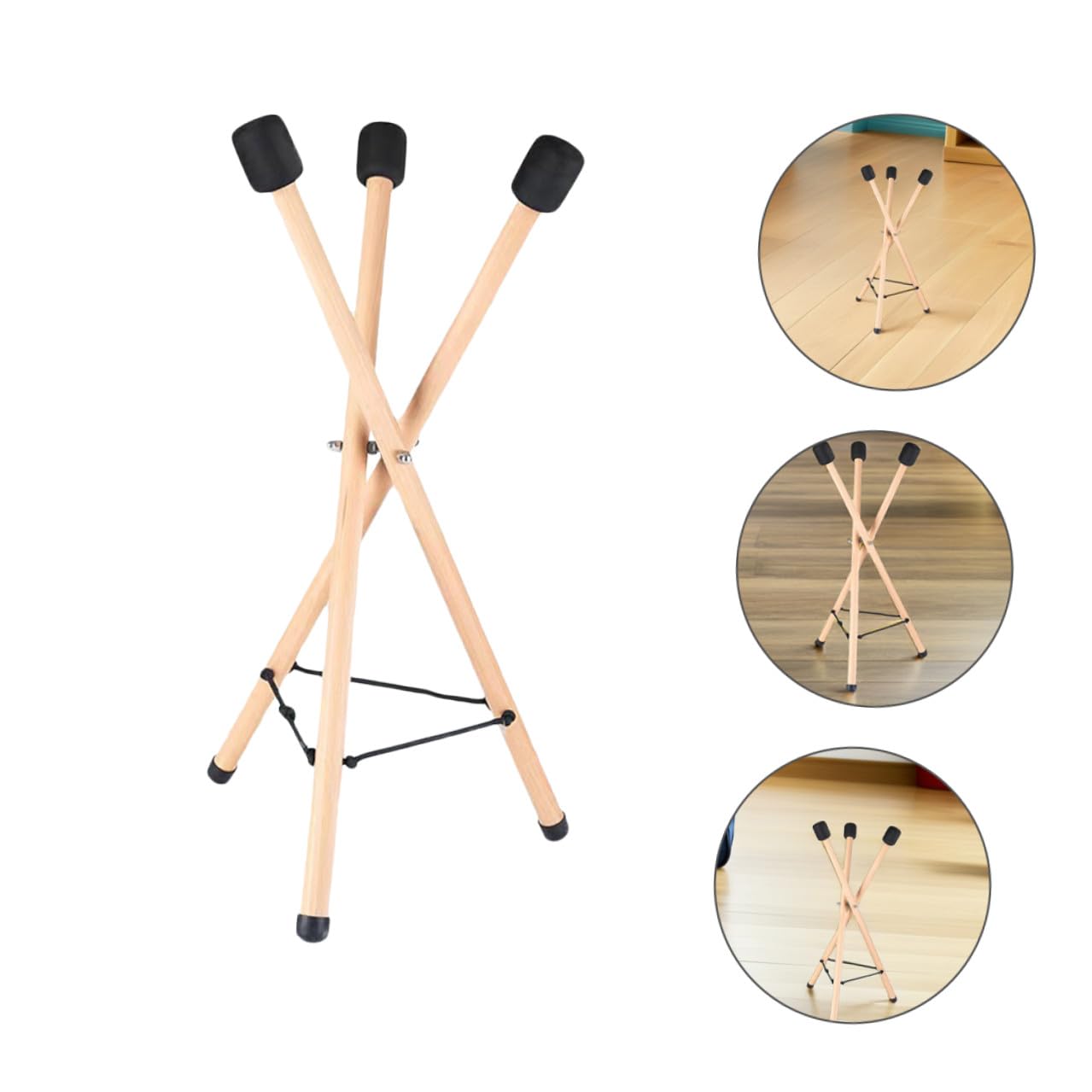 SHOWERORO Supporto Professionale in Legno Per Tamburo a Mano e Tamburo a Lingua, Treppiede Pieghevole Stabile Regolabile Per Strumenti a Percussione, Espositore Portatile Per Handpan