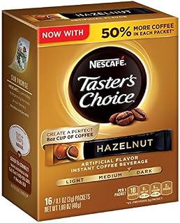 Nescafe Taster's Choice Instant Coffee Beverage, Hazelnut, 1.69 Ounce, Pack of 8