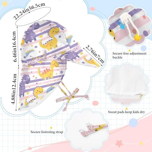 Cartoon Cute Dinosaurs Light Purple Stripes Toddlers Sunhat Boy Summer Hat Toddler Girl Sun Protection Large Brim Traveling Camping4