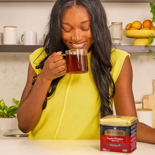 Image of Twinings English Breakfast Extra Strong Loose Black Tea 17.64 oz, 500g Tin | A Twist on Our Classic, Rich with More Bold Flavour, Aromatic, Naturally Caffeinated, 1- 500g Reusable Tin, Enjoy Hot or Iced