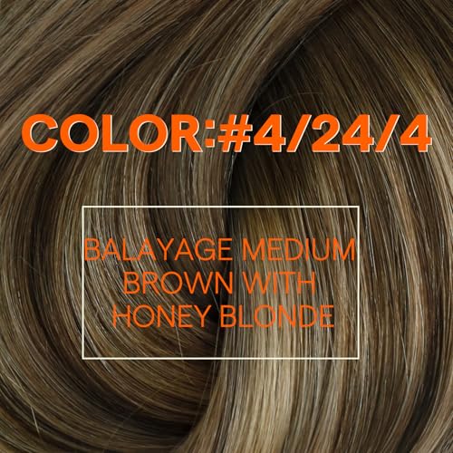 Image of Full Shine Weft Hair Extensions Human Hair, 14 Inch 100G, Remy Hair Weft | Silky Soft Hair Extensions, Medium Brown To Butter Blonde Mix Medium Brown, Real Human Hair Sew In, Daily Wear For Women