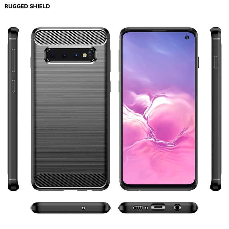 Image of Hybrid Carbon Fiber Back Case for Samsung Galaxy S10 Plus (Black)