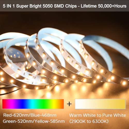 Tira LED RGB+CCT 16.4 pies 24V Super Brillante 300 LEDs miniatura 4