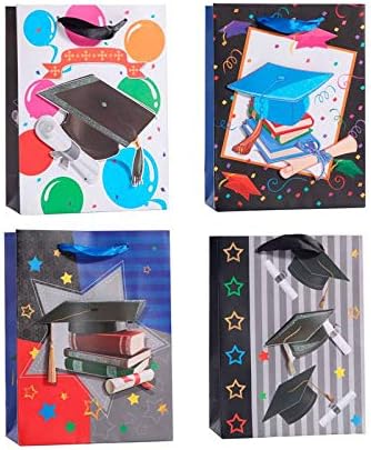 DISOK Lote de 20 Bolsas de Papel Graduación. Originales Bolsas para presentar los Detalles y Regalos de Las Fiestas de graduaciones