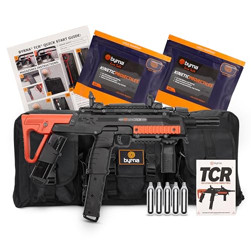 Byrna TCR Ultimate Bundle Tactical Compact Air Rifle with Bag, CO2 Cartridges and Projectiles – Ultimate Tool for Non Lethal | Self | Home | Personal | Defense, Training and Fun – .68 Caliber