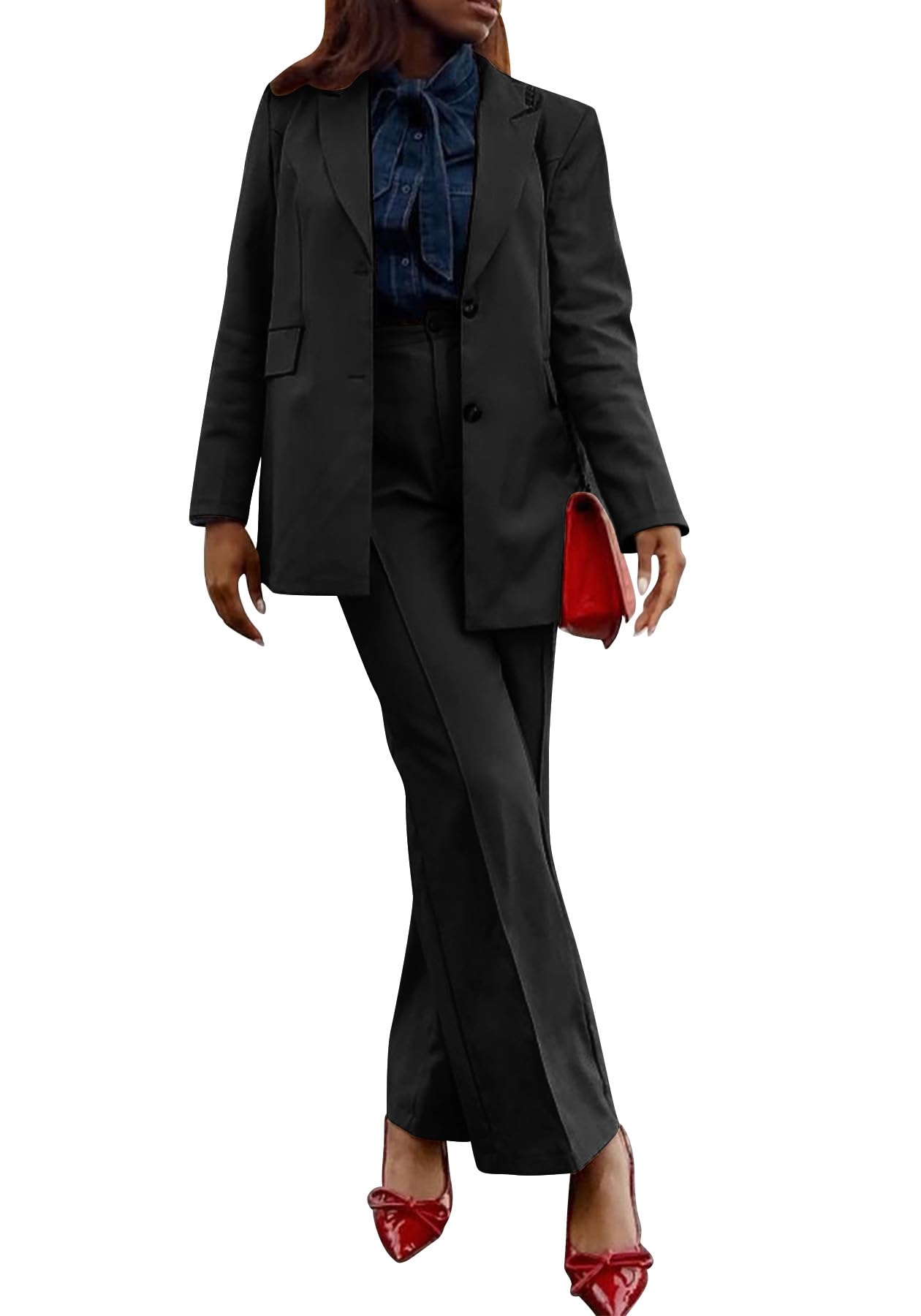 HuiSiFang Womens Pants Suits 2 Piece Blazer Set Dressy Work Office Professional Business Casual Outfits