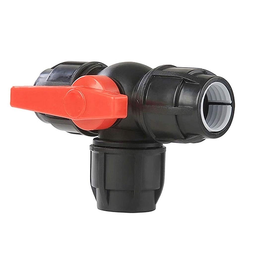T-Shaped Three-Way Reusableplastic Ball Valve - PE Quick Connect Pipe Connector,1pcs(Black,40mm)