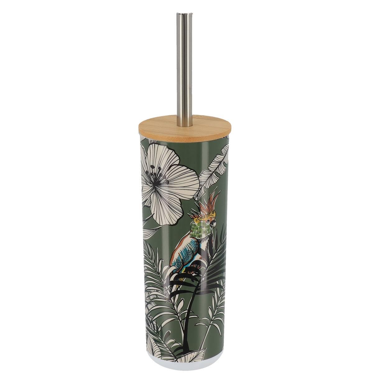 Tendance - PS Patterned Toilet Brush Holder with Bamboo Cover - Jungle Fever Khaki