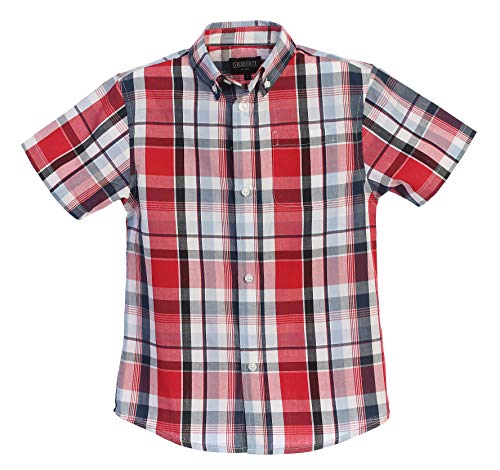 Image of Gioberti Boys Casual Plaid Checked Short Sleeve Button Down Shirt