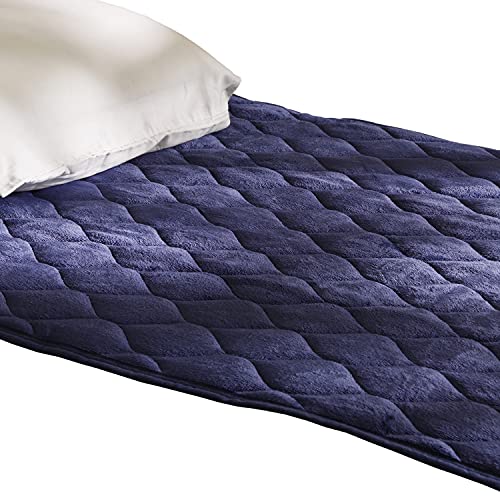 昭和西川 敷きパッド シングル 冬 秋 蓄熱わた 入り なめらか 暖か フランネル 100X205㎝ ブルー 2241361040306