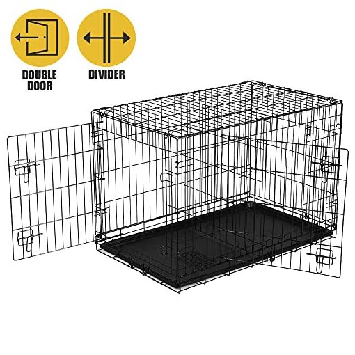 New VibrantLife DoubleDoor Folding Wire Dog Crate with Divider, 36" L