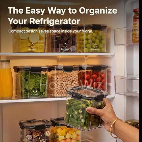 Image of HomeWiz Airtight Kitchen Storage Box 700ml x10 | Containers For Kitchen Storage Set | Food Grade BPA-Free Kitchen Containers Set With 2 Side Clip-Lock | Stackable, For Pantry and Fridge Storage