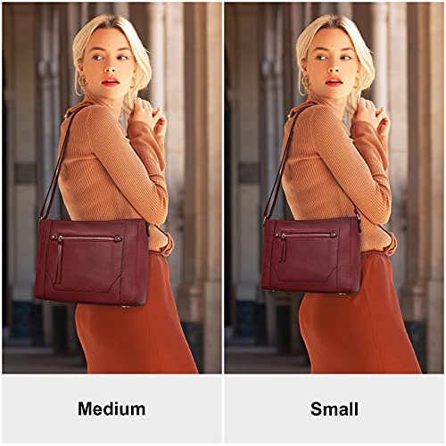 Image of S-ZONE Medium Women Genuine Leather Crossbody Bags Cowhide Shoulder Handbag Ladies Purse
