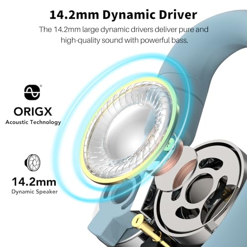 TOZO Open Buds Leichte Bluetooth Kopfhörer Kabellos 5.3 mit Mehrwinkelverstellung, Offenes Ohrdesign für langanhaltenden Komfort, Kristallklare Anrufe während der Fahrt, Blau – Bild 5