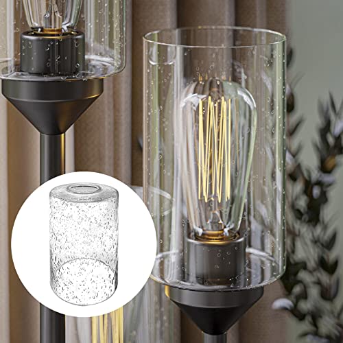 Image of ECUDIS Bubble Glasses Light Shade Cylinder Lamp Shade Replacement with 1-5 /8-inch Fitter, Lighting Fixture Accessory Clear Glass Globes, 2 Pack