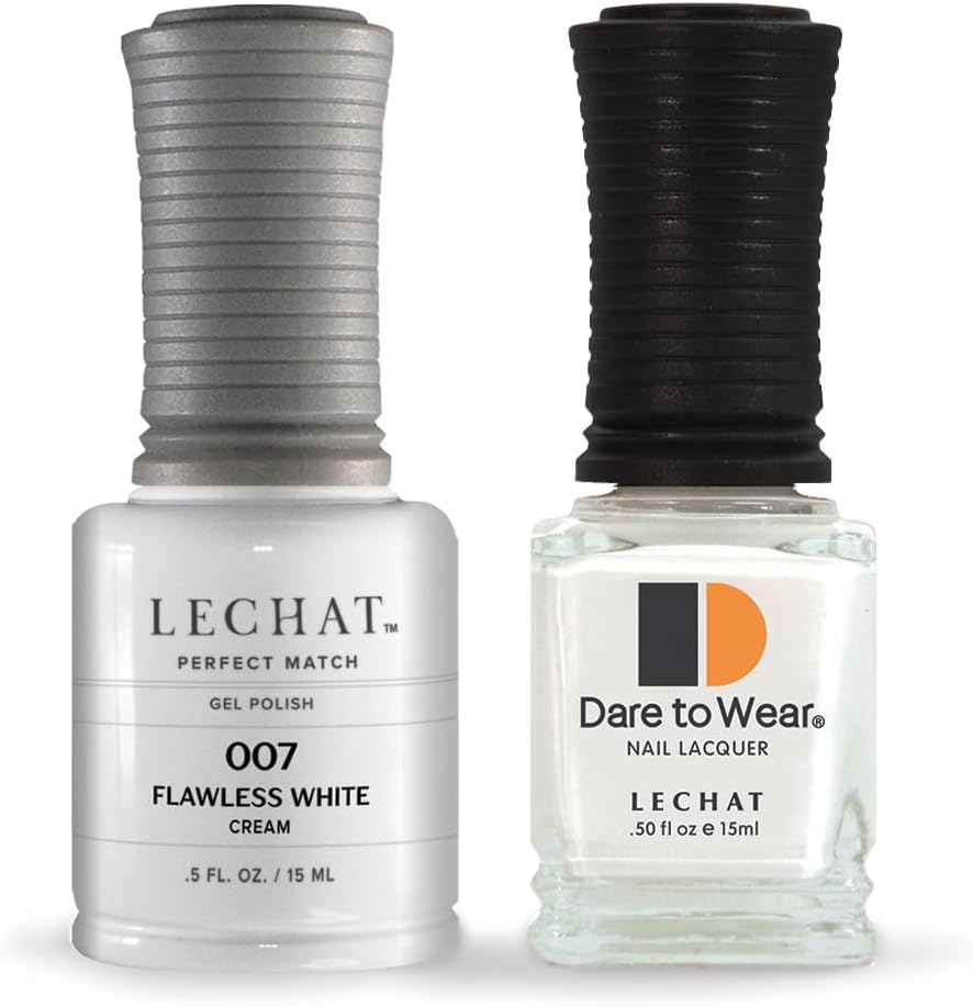 LeChat - Perfect Match Gel Polish - Flawless White - White with Cream Finish - (0.5 Ounce) - Easy Application - Soak Off Formula
