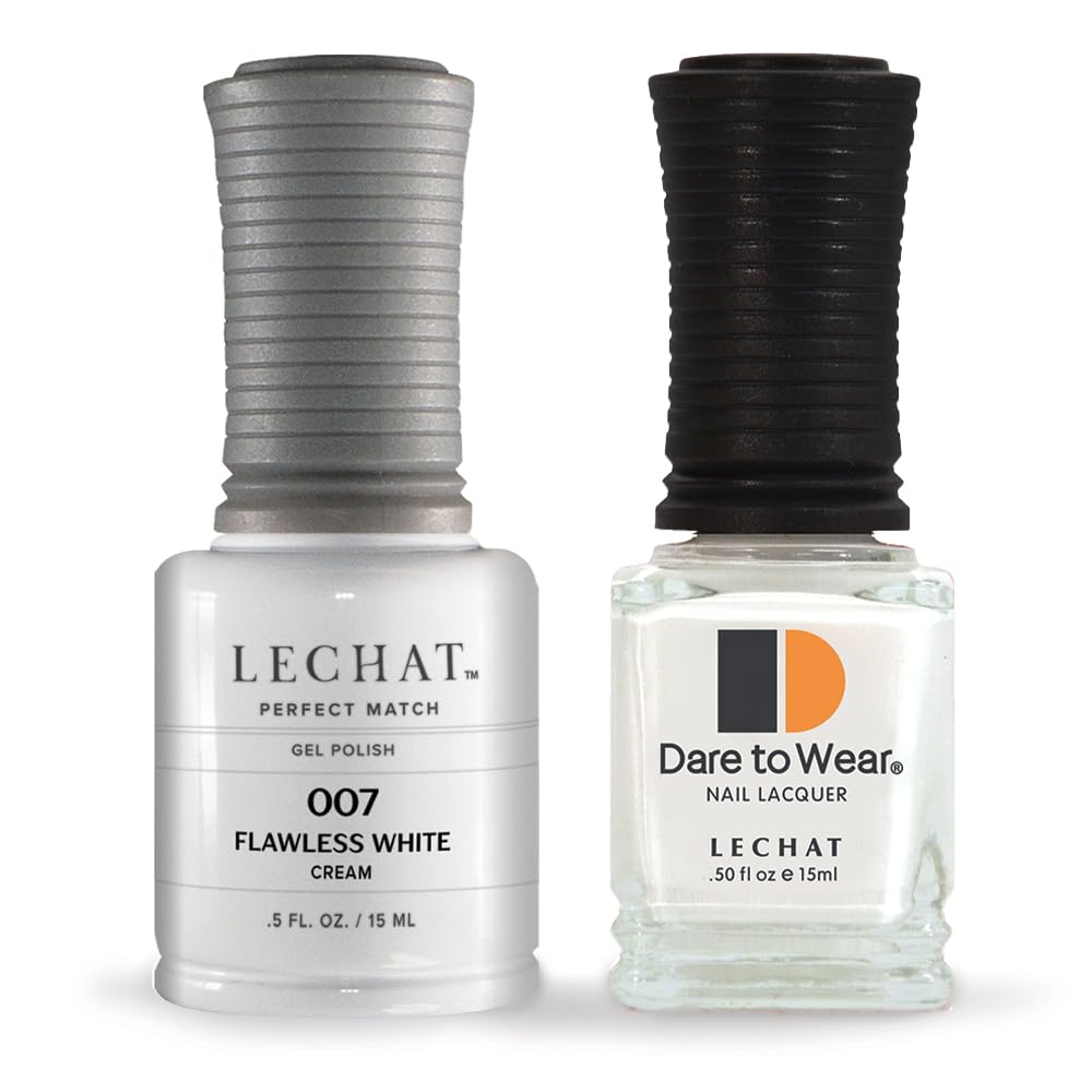 LeChat - Perfect Match Gel Polish - Flawless White - White with Cream Finish - (0.5 Ounce) - Easy Application - Soak Off Formula