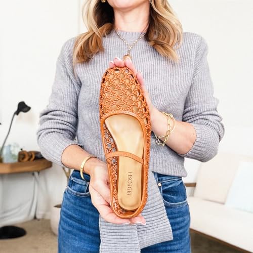 Image of Woven Mesh Ballet Flats Shoes for Women with Elastic Strap Square Toe Breathable Slip On Flat Mary Janes Dress Casual Shoes