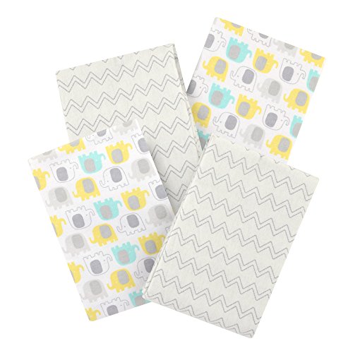 Cuddletime 4 Piece Globetrotter Flannel Receiving Blankets, Gray
