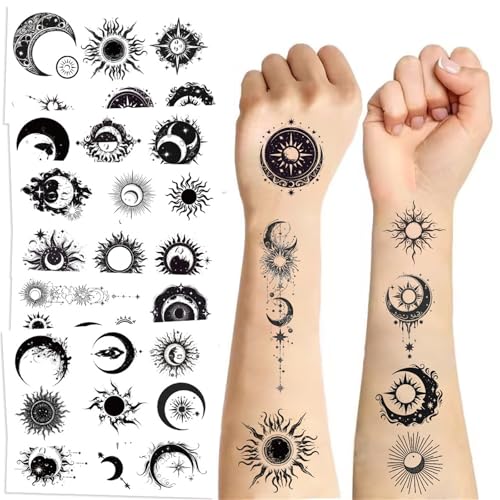 10 Sheets Sun & Moon Temporary Tattoos Birthday Themed Party Supp...