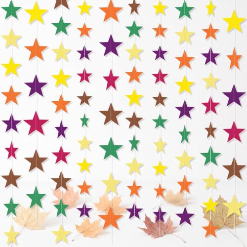 Image of Patelai Star Garland, Yellow,Brown,Deep Red,Orange,Dark Green, 130 Feet